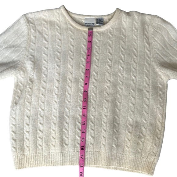 Vintage By Katherine Bishop Wool & Angora‎ Blend Cable Knit Short Sleeve Sweater - Picture 6 of 10